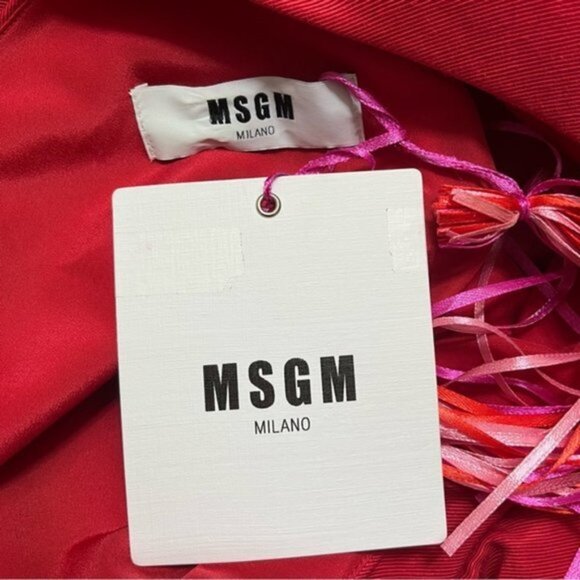 NWT MSGM MIlano One Shoulder Ruffle Dress in Red Women Size‎ 44 US 8 - Picture 8 of 12